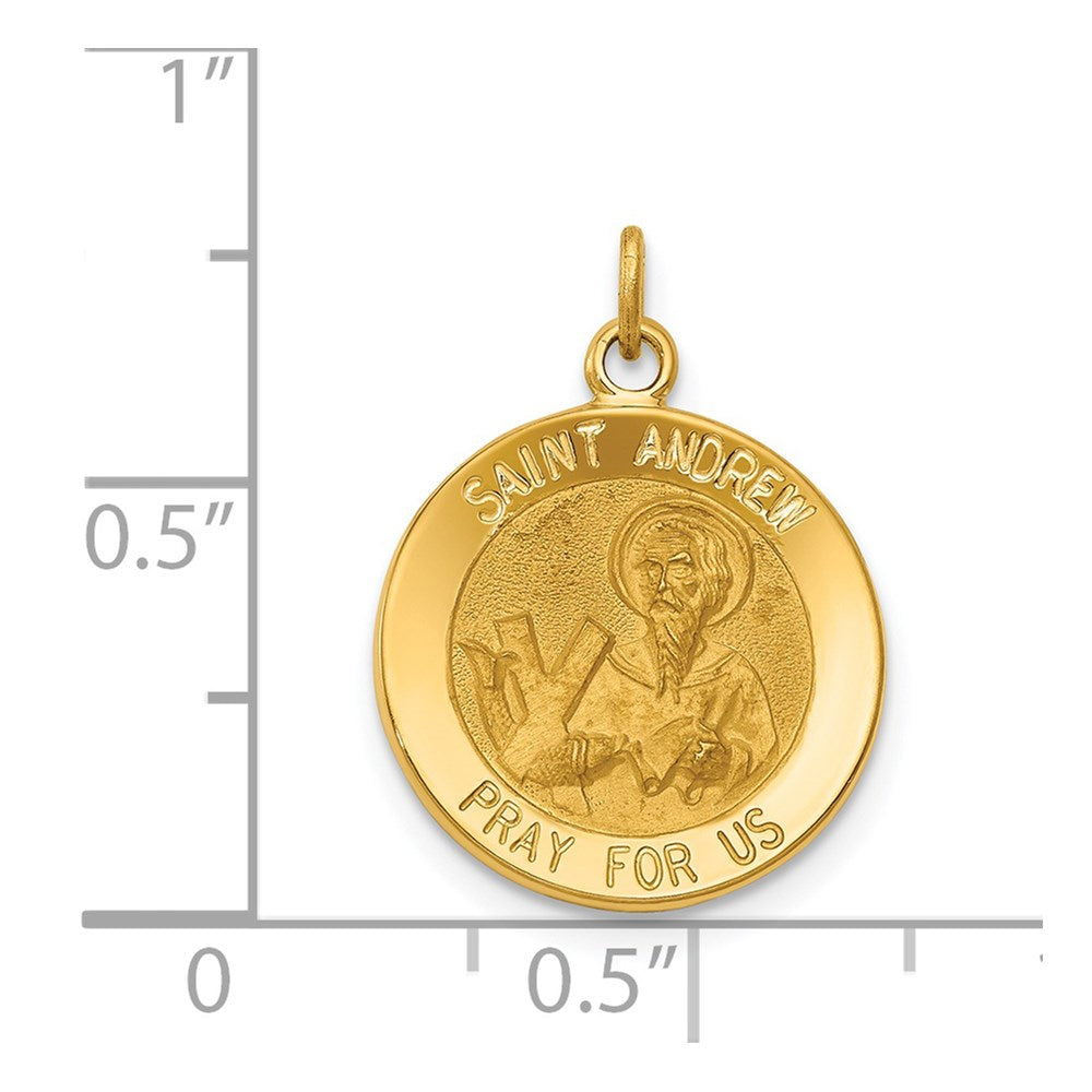14k Yellow Gold 15 mm Saint Andrew Medal Charm (1.19 grams)