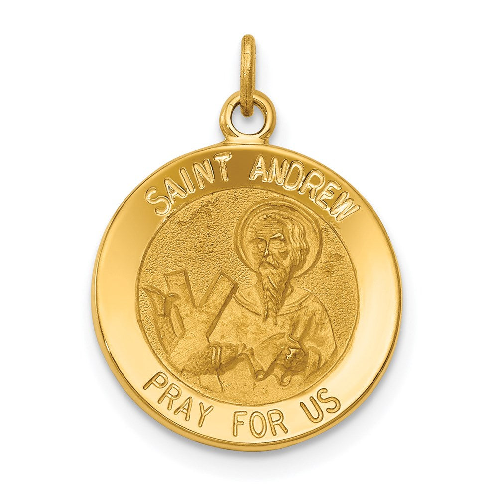 14k Yellow Gold 15 mm Saint Andrew Medal Charm (1.19 grams)