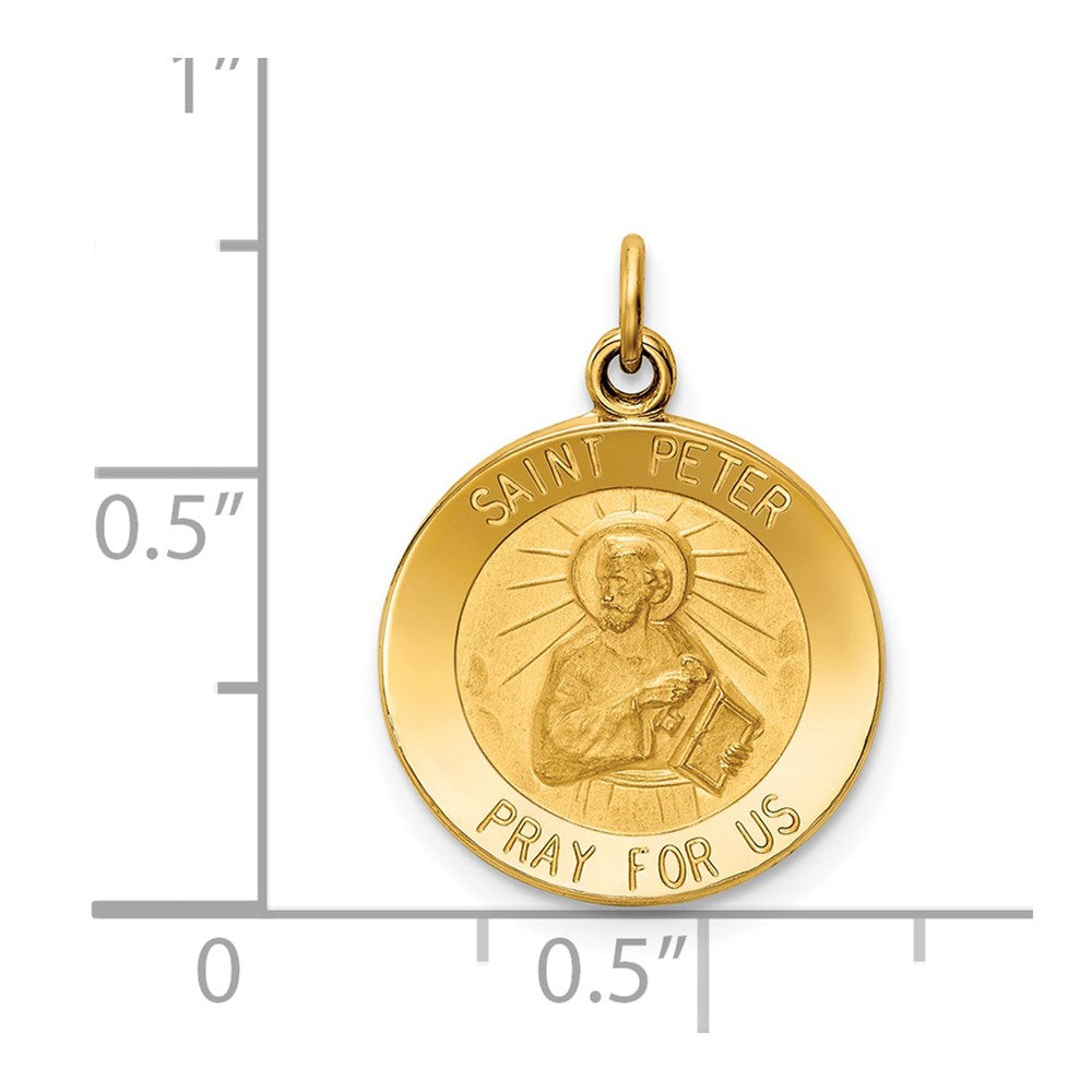 14k Yellow Gold 15 mm Saint Peter Medal Charm (1.19 grams)