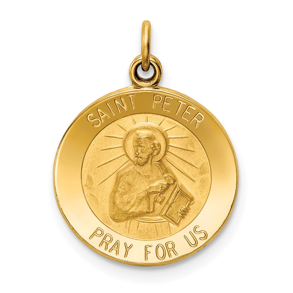 14k Yellow Gold 15 mm Saint Peter Medal Charm (1.19 grams)