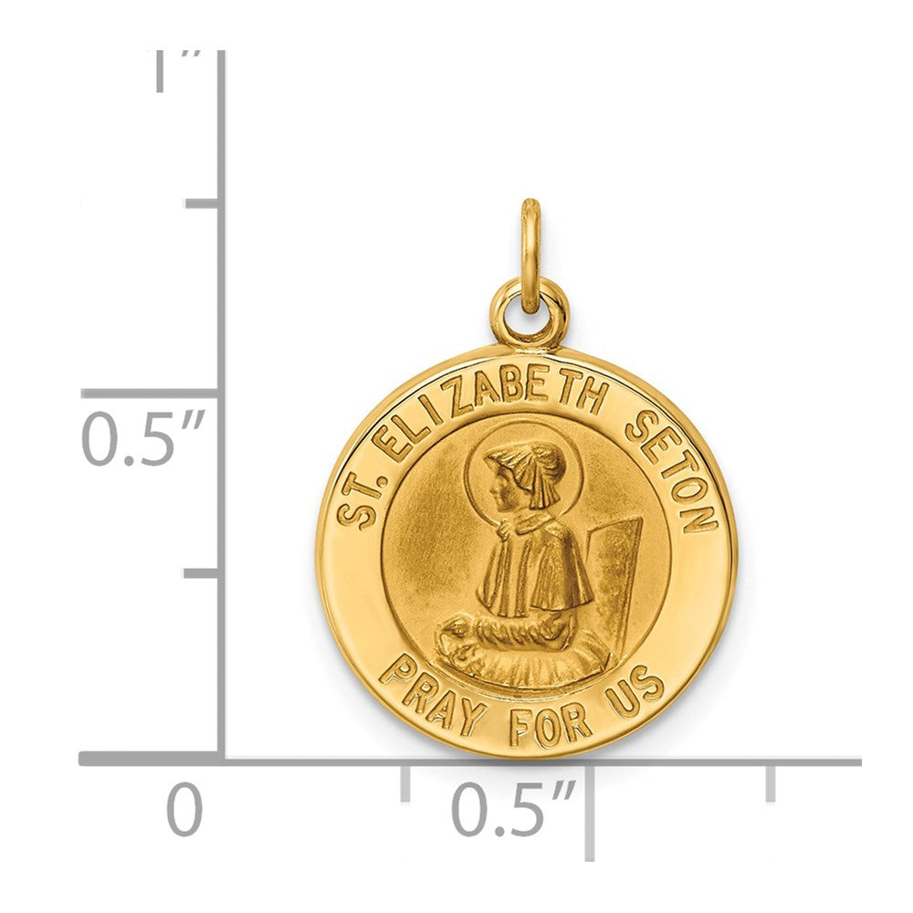 14k Yellow Gold 15 mm Saint Elizabeth Seton Medal Charm (1.19 grams)