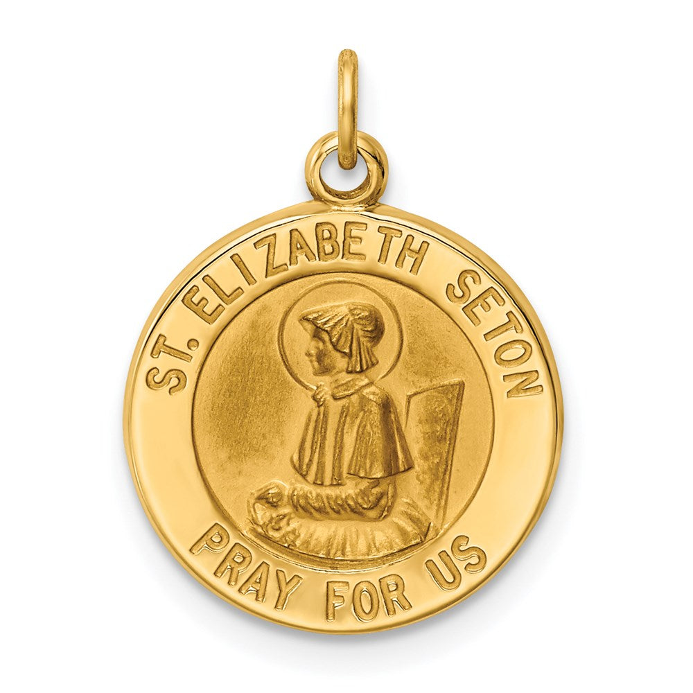 14k Yellow Gold 15 mm Saint Elizabeth Seton Medal Charm (1.19 grams)