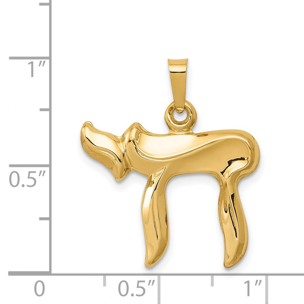 14k Yellow Gold 20 mm Chai Pendant (0.76 grams)