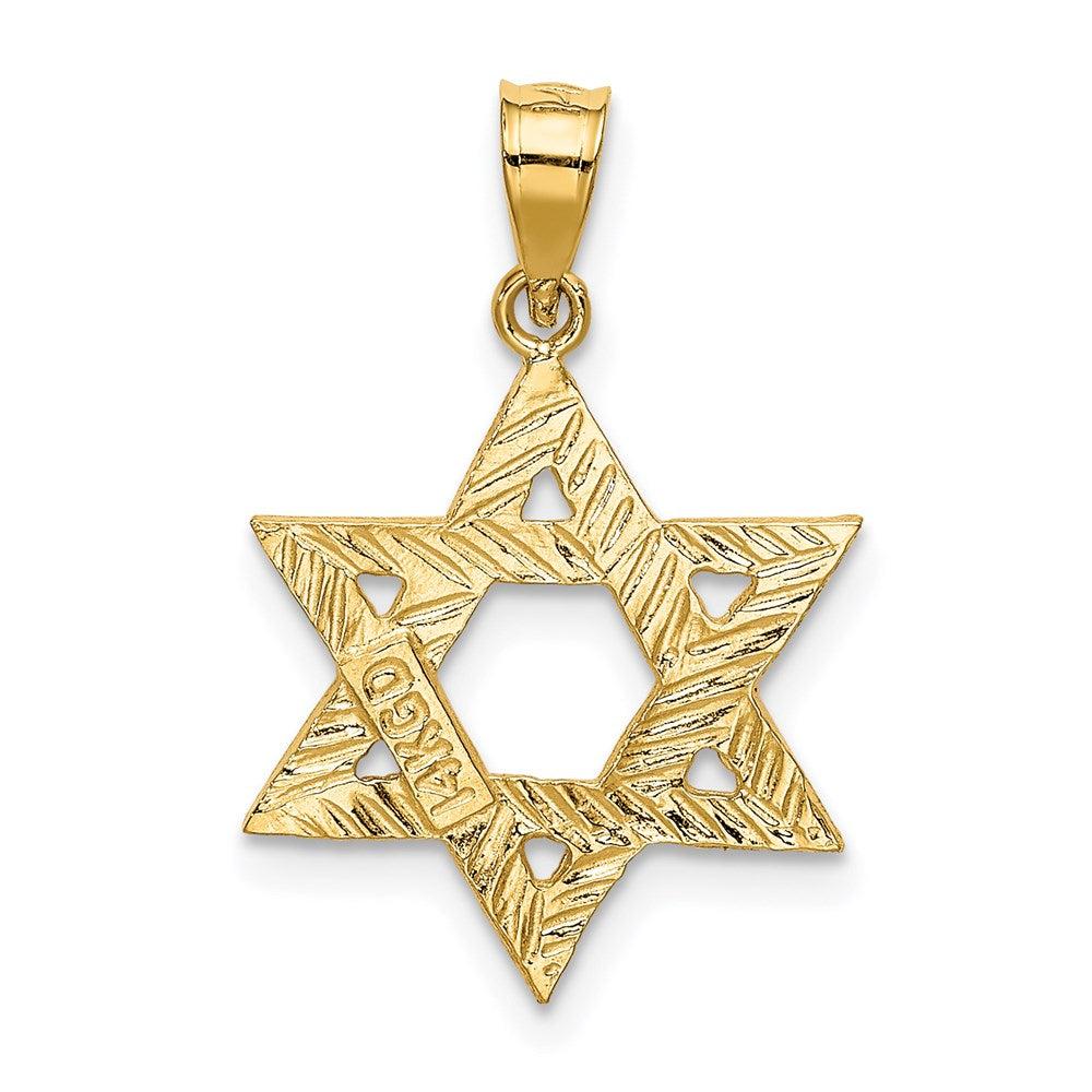 14k Yellow Gold 16 mm Solid Satin Star of David Charm (1.07 grams)