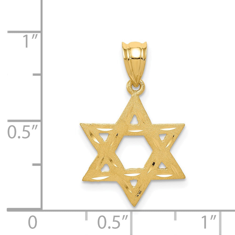 14k Yellow Gold 16 mm Solid Satin Star of David Charm (1.07 grams)