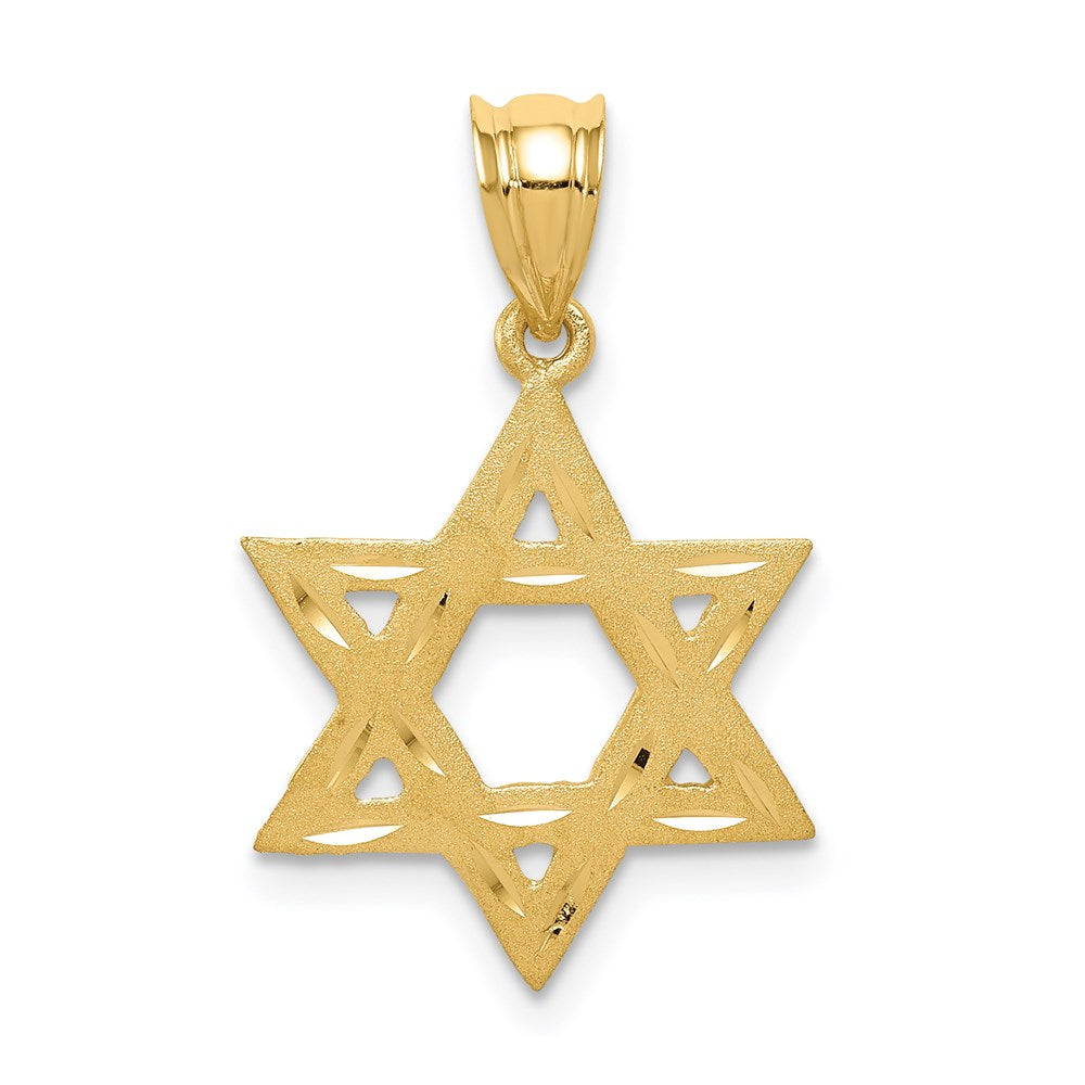 14k Yellow Gold 16 mm Solid Satin Star of David Charm (1.07 grams)