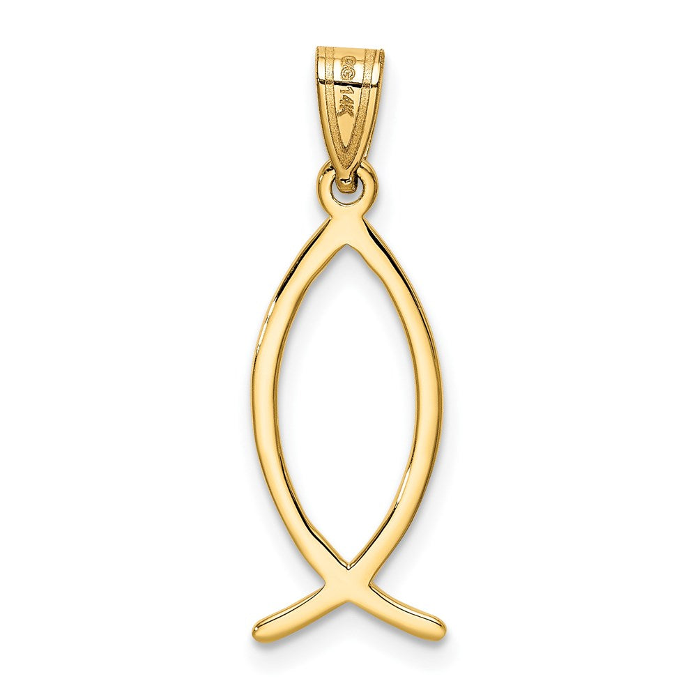 14k Yellow Gold 9 mm Ichthus Fish Charm (0.68 grams)