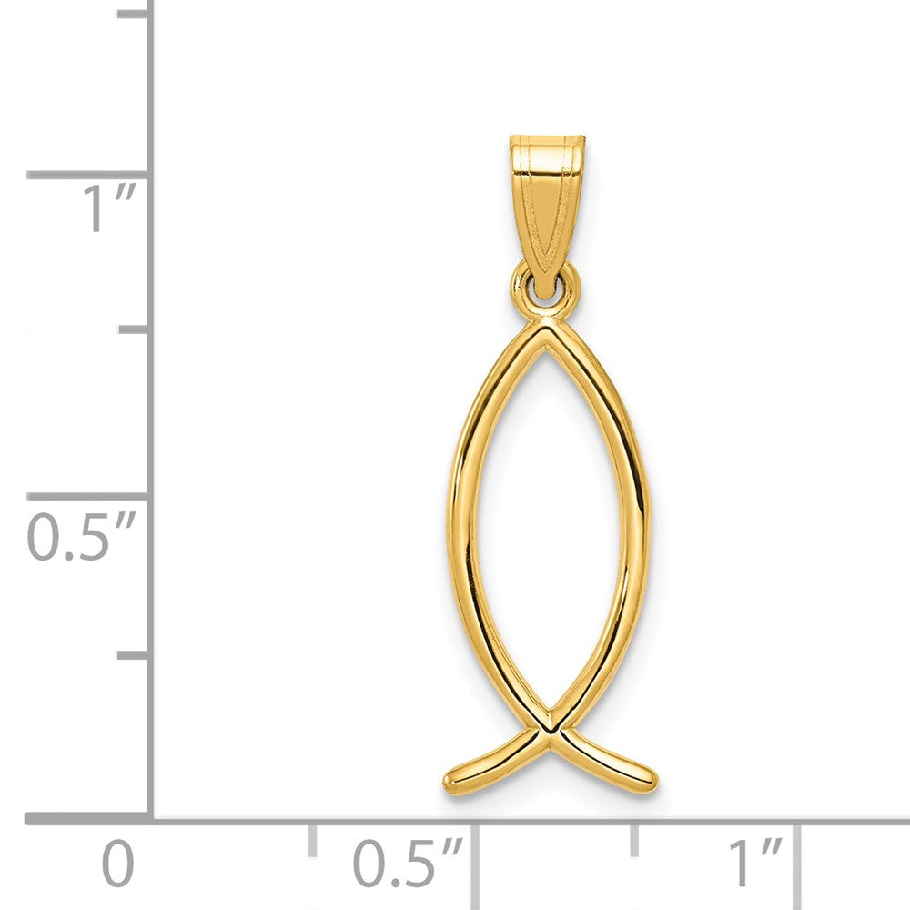 14k Yellow Gold 9 mm Ichthus Fish Charm (0.68 grams)