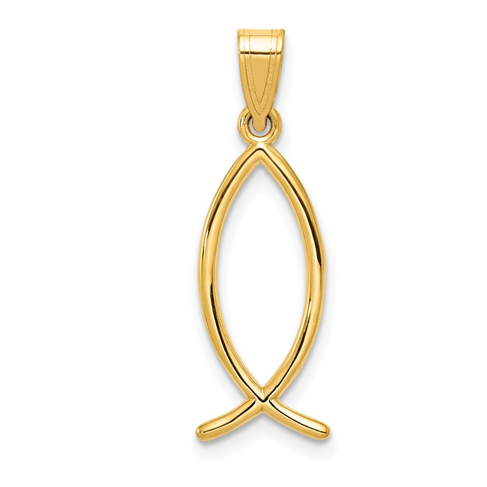 14k Yellow Gold 9 mm Ichthus Fish Charm (0.68 grams)