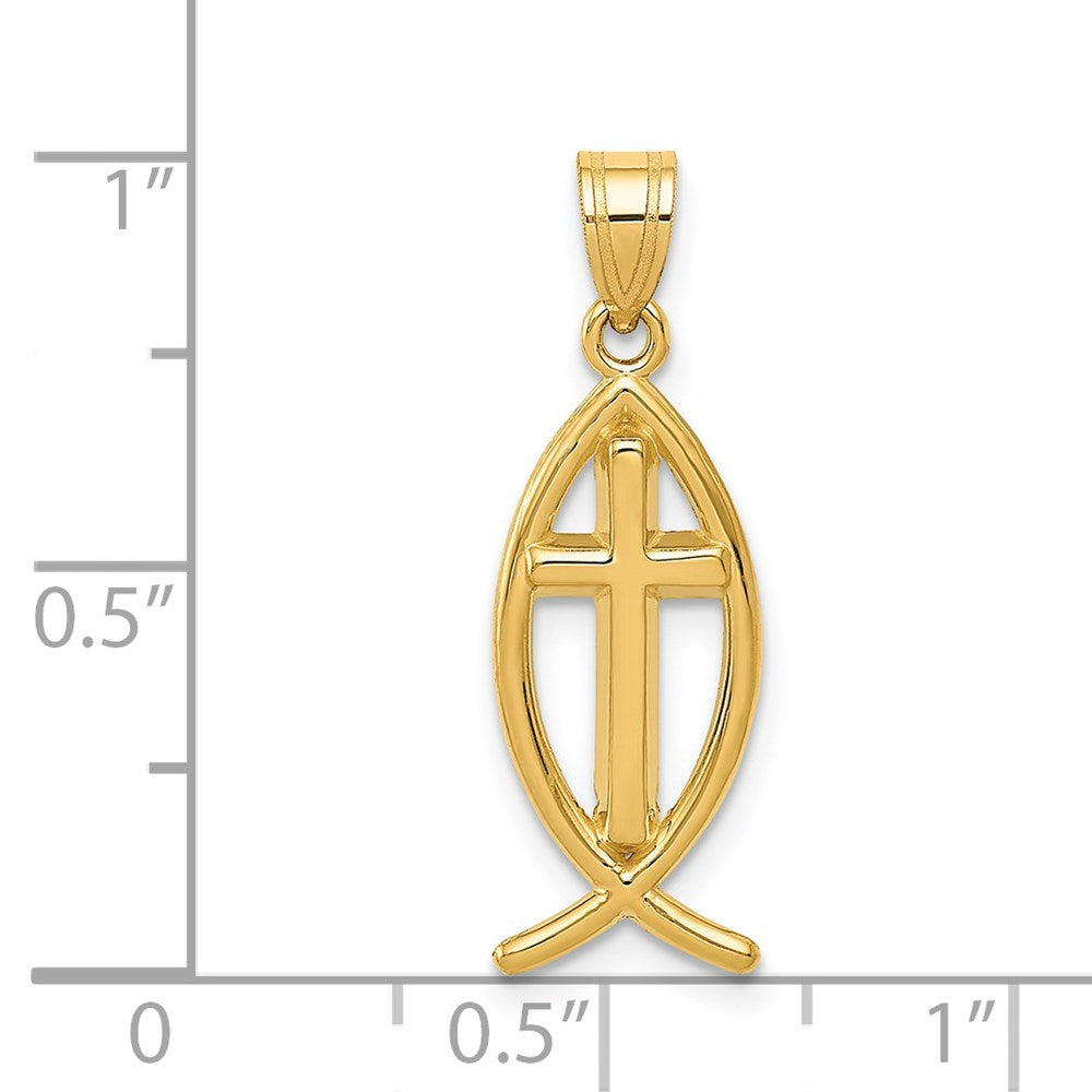 14k Yellow Gold 9 mm Ichthus Fish Pendant (1.19 grams)