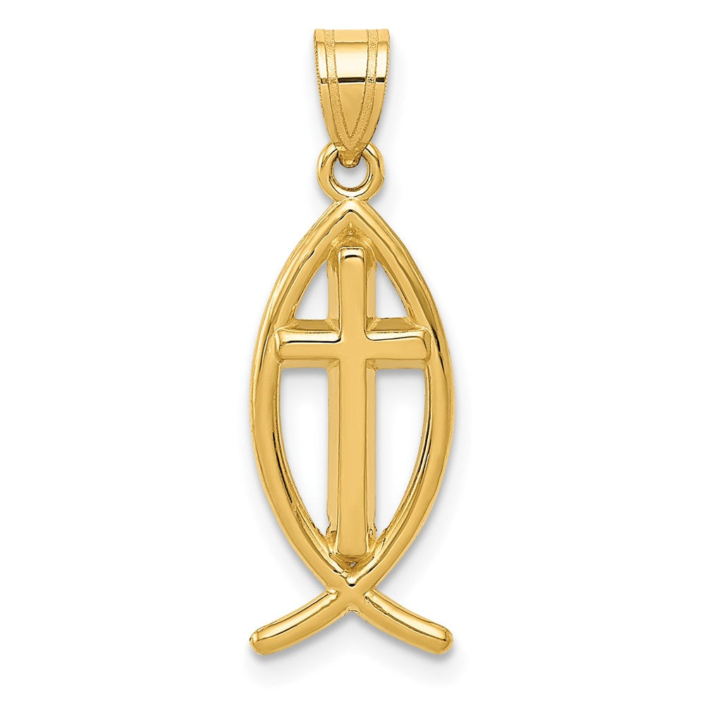14k Yellow Gold 9 mm Ichthus Fish Pendant (1.19 grams)
