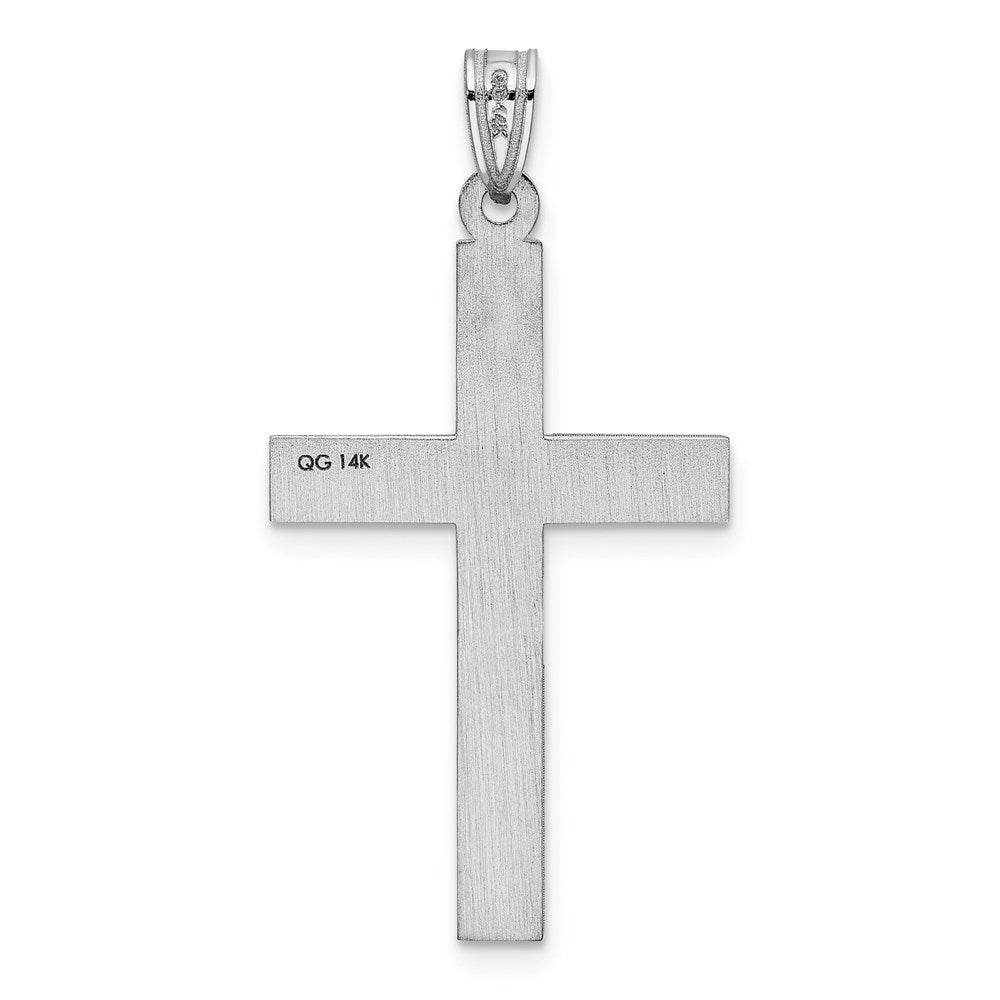 14k White Gold 20 mm White Laser Etched Cross Charm (1.45 grams)