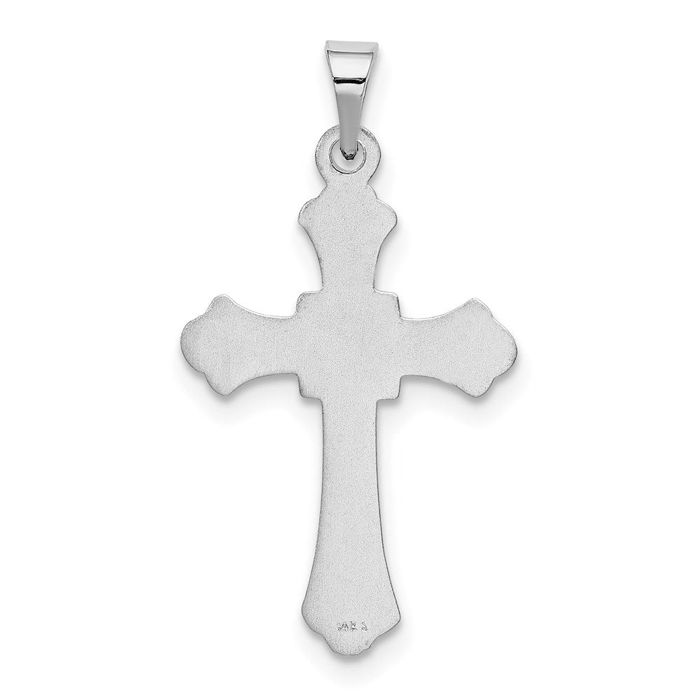 14k White Gold 15 mm Budded Cross Charm (0.63 grams)