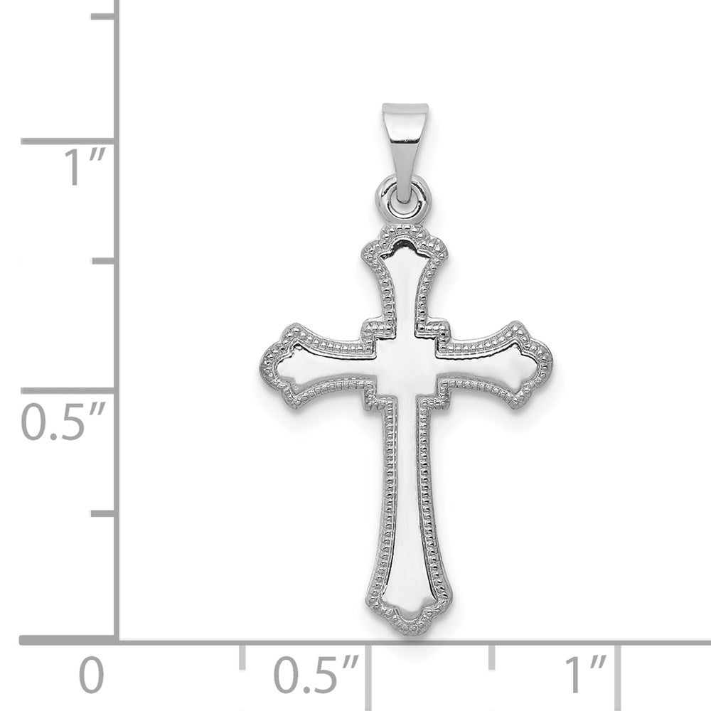 14k White Gold 15 mm Budded Cross Charm (0.63 grams)