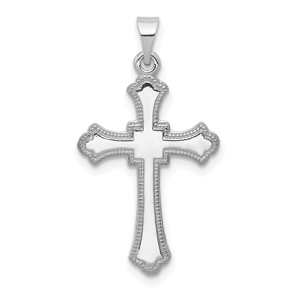 14k White Gold 15 mm Budded Cross Charm (0.63 grams)