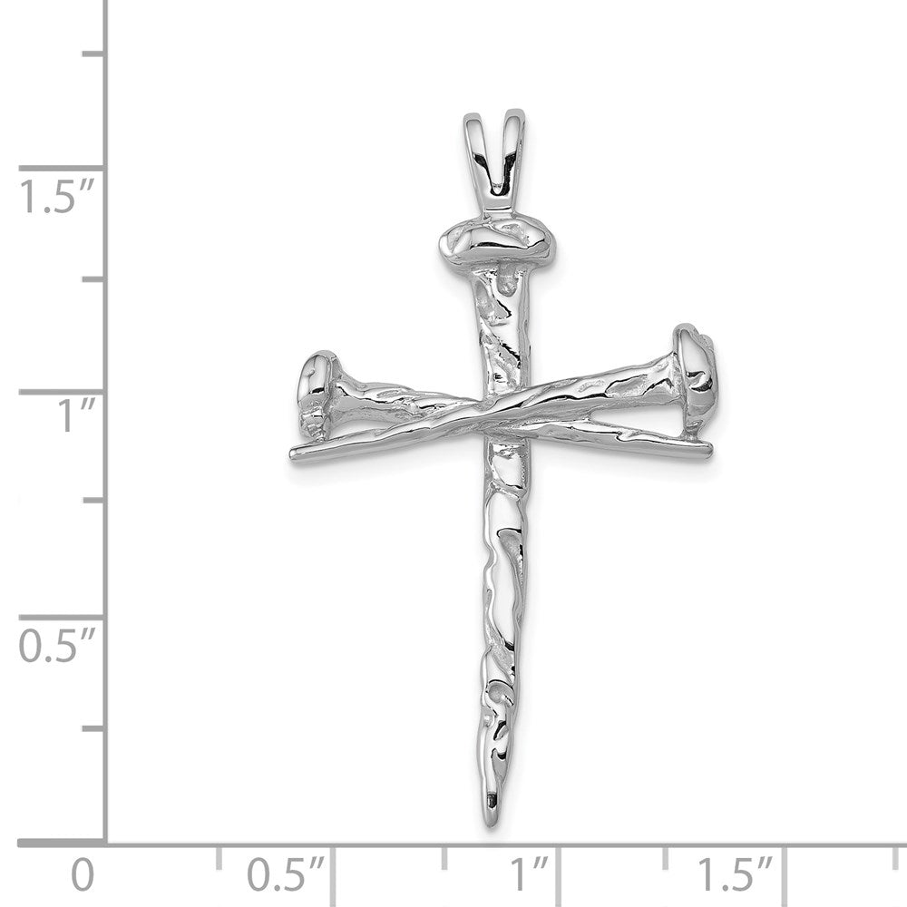 14k White Gold 25 mm Nail Cross Charm (3.42 grams)
