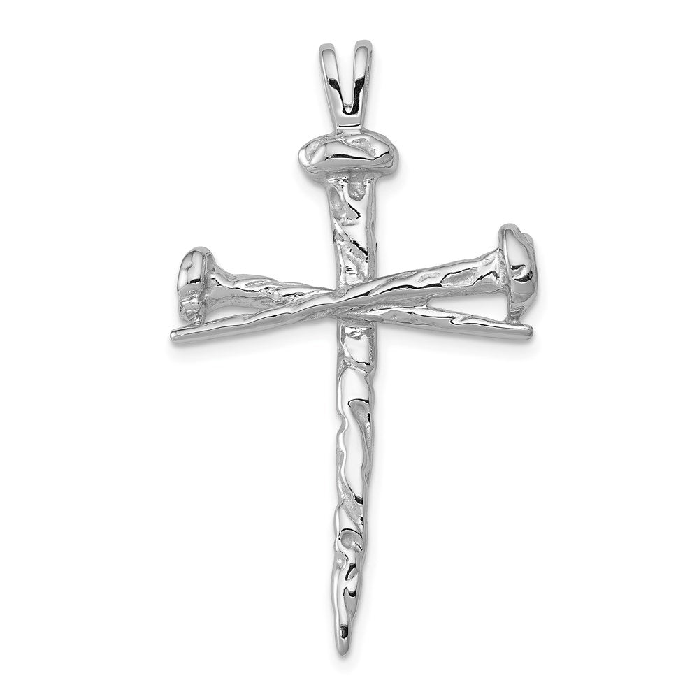 14k White Gold 25 mm Nail Cross Charm (3.42 grams)