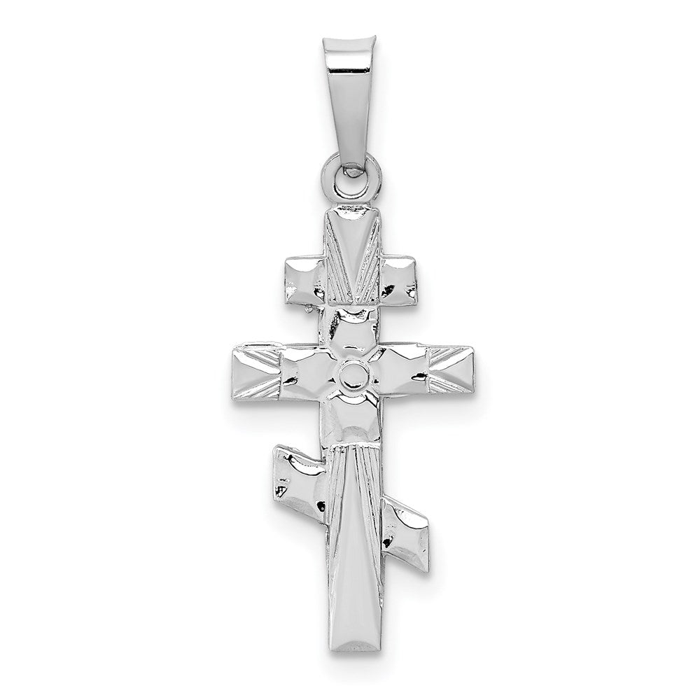 14k White Gold 11 mm Eastern Orthodox Cross Charm (0.76 grams)