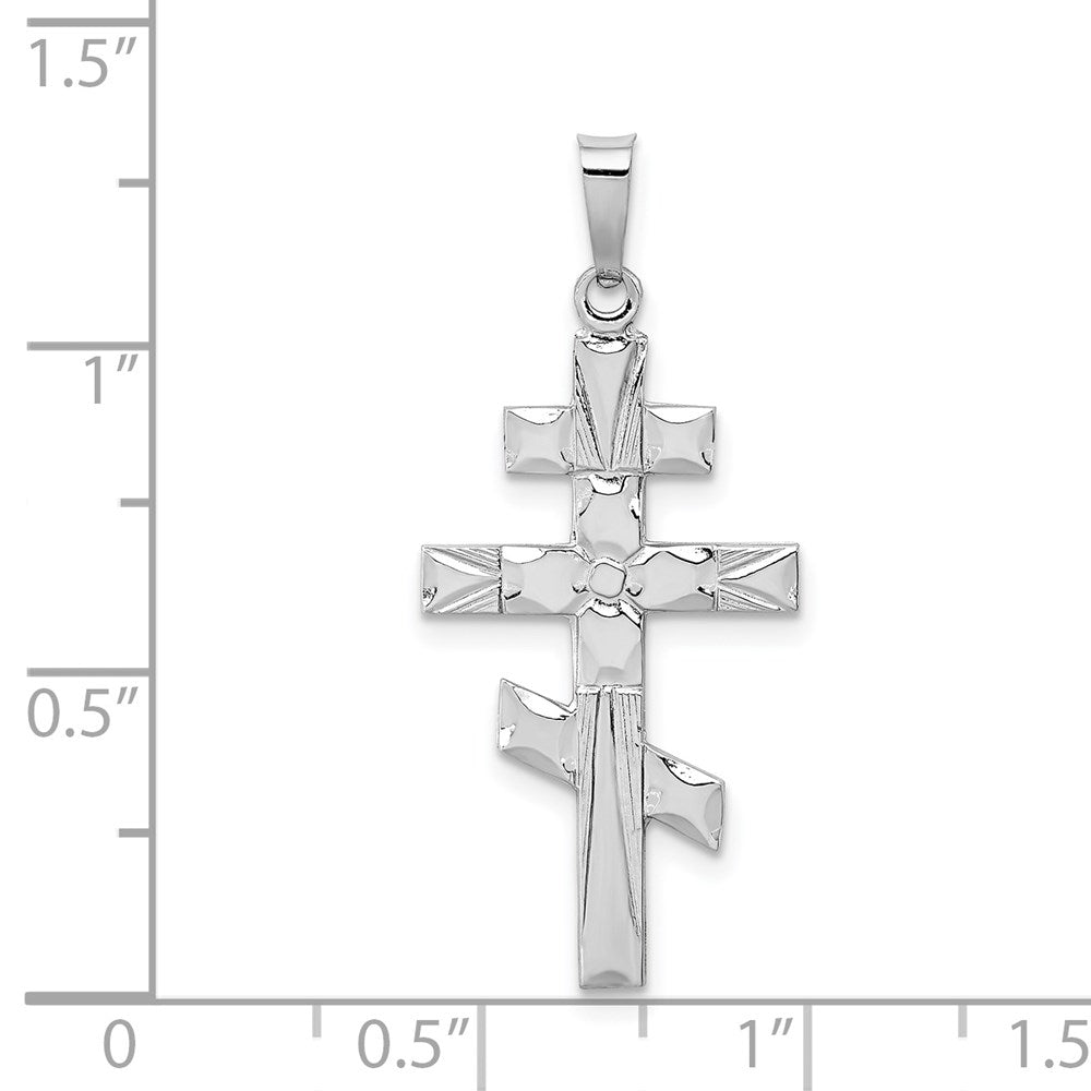 14k White Gold 15 mm Eastern Orthodox Cross Pendant (1.13 grams)