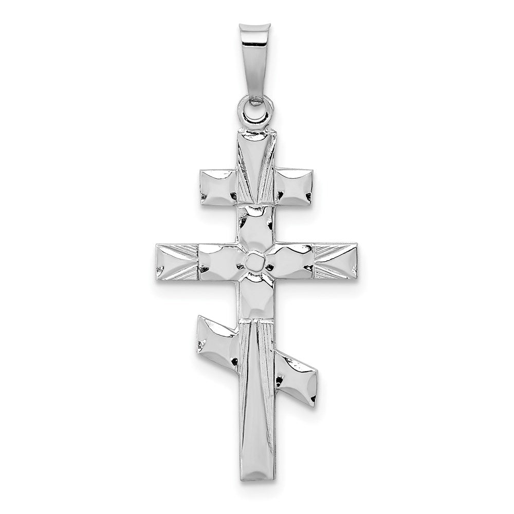 14k White Gold 15 mm Eastern Orthodox Cross Pendant (1.13 grams)