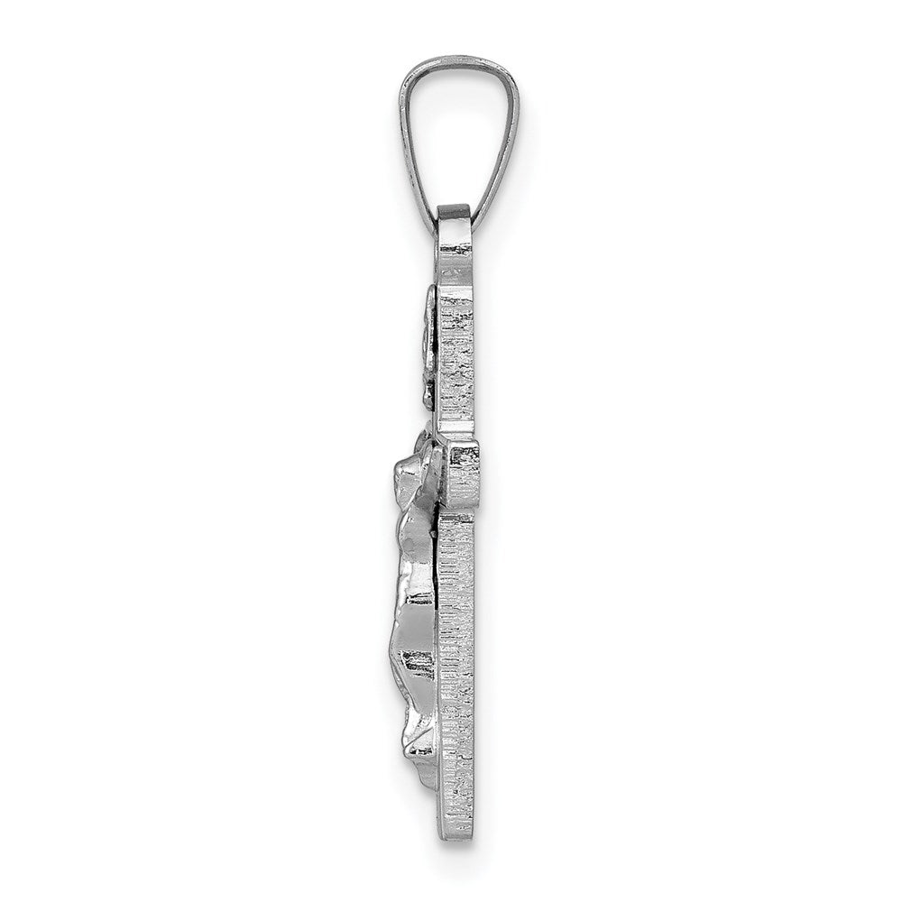 14k White Gold 12 mm INRI Crucifix Charm (0.82 grams)