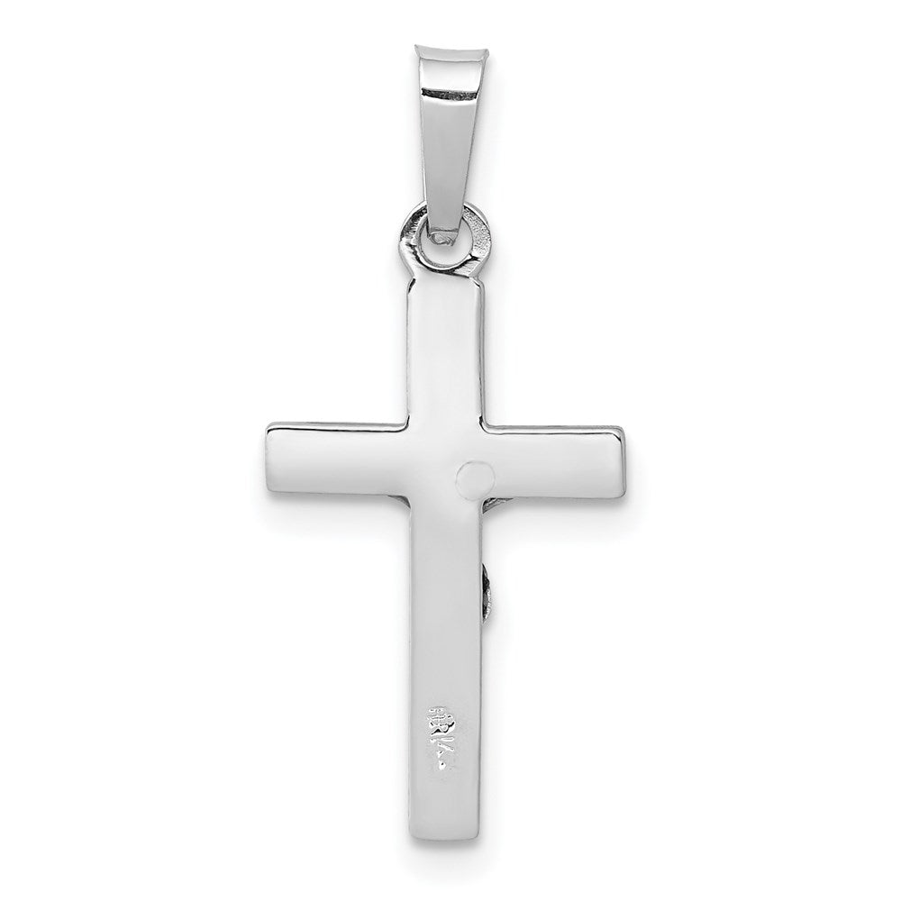 14k White Gold 12 mm INRI Crucifix Charm (0.82 grams)