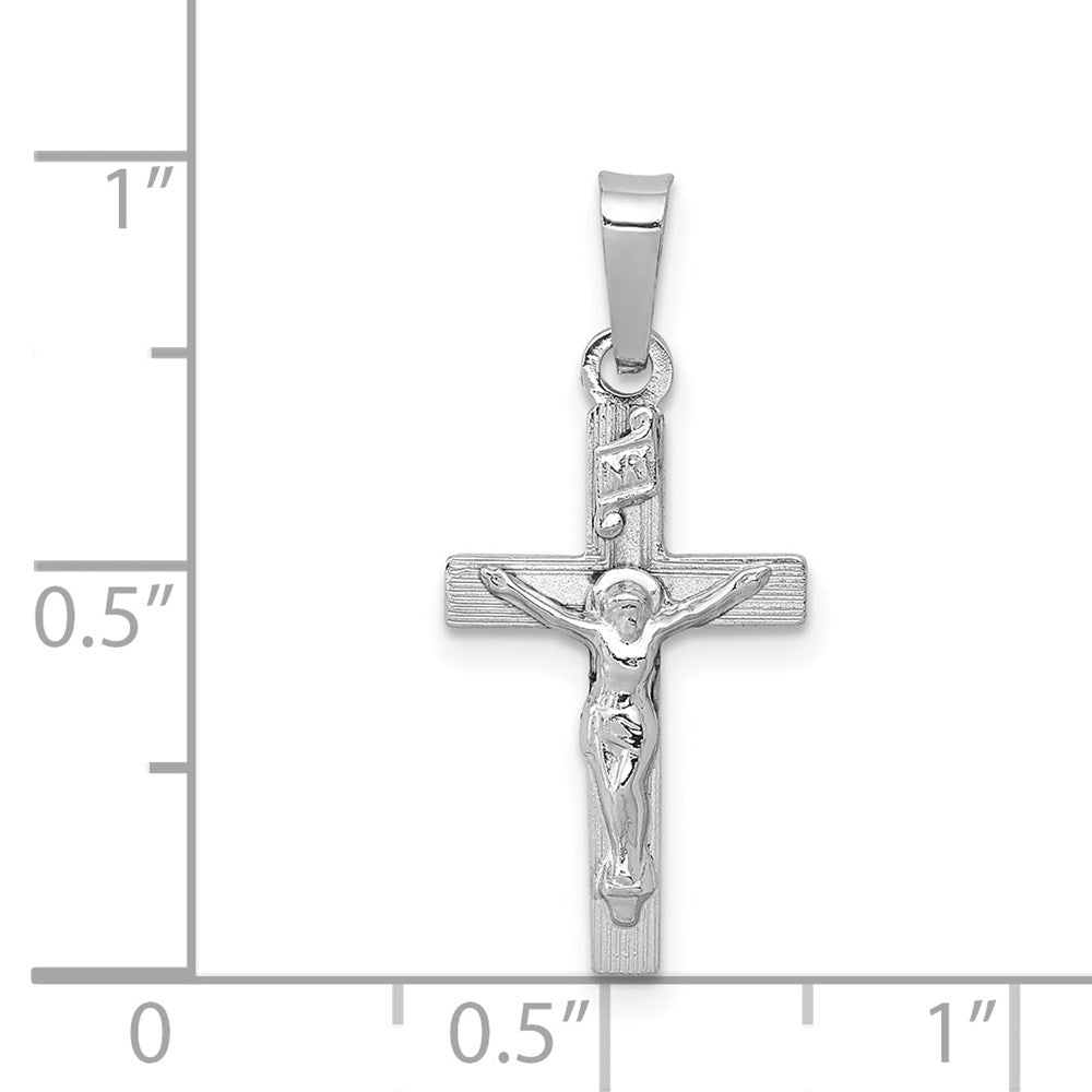 14k White Gold 12 mm INRI Crucifix Charm (0.82 grams)