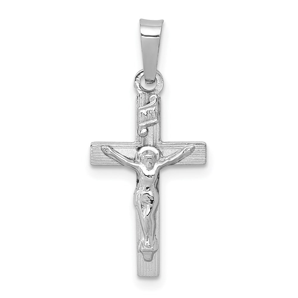 14k White Gold 12 mm INRI Crucifix Charm (0.82 grams)