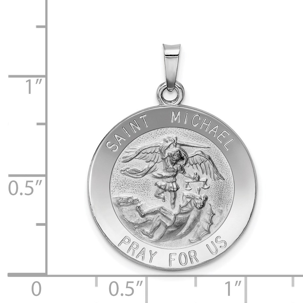 14k White Gold 22 mm Saint Michael Medal Pendant (3.88 grams)