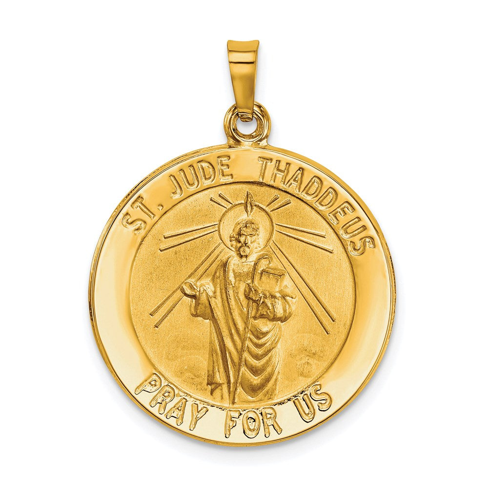 14k Yellow Gold 22 mm Saint Jude Medal Hollow Pendant (1.78 grams)