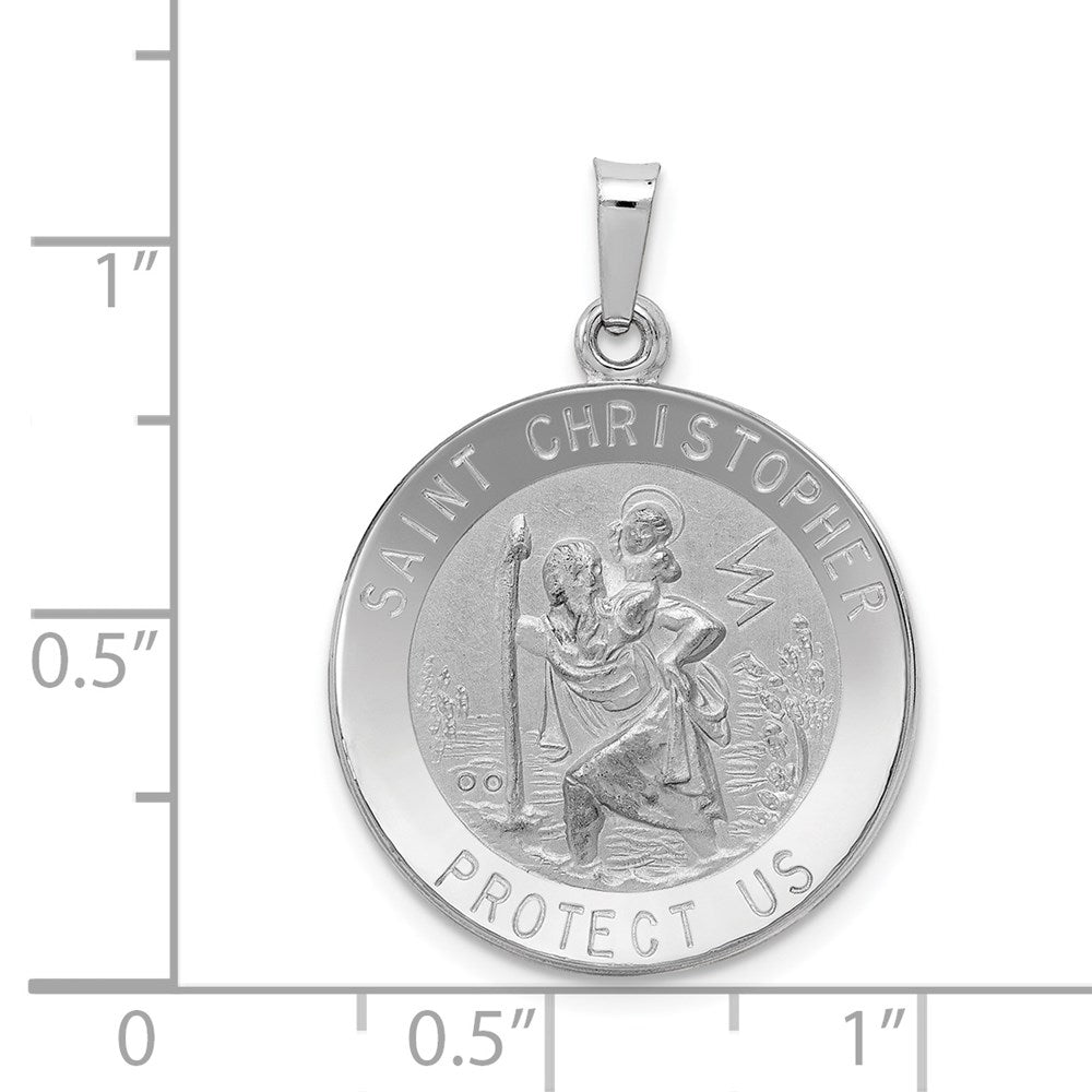 14k White Gold 20.5 mm Saint Christopher Medal Pendant (2.14 grams)