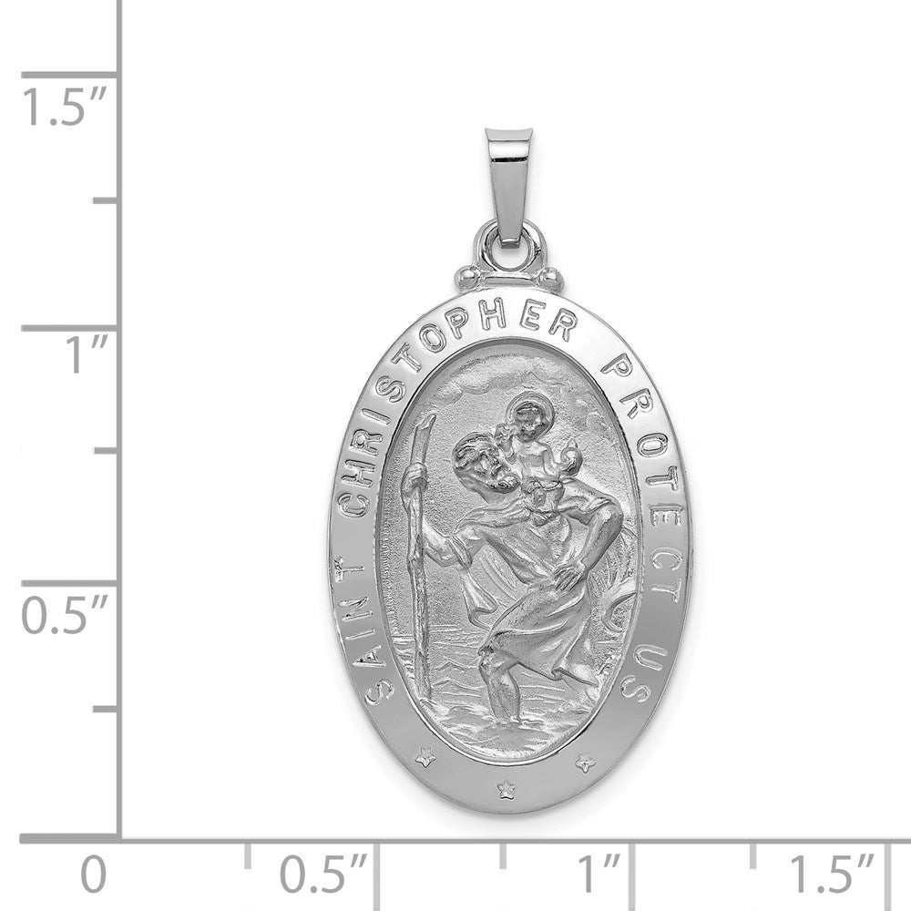 14k White Gold 18.4 mm Saint Christopher Medal Pendant (3.33 grams)