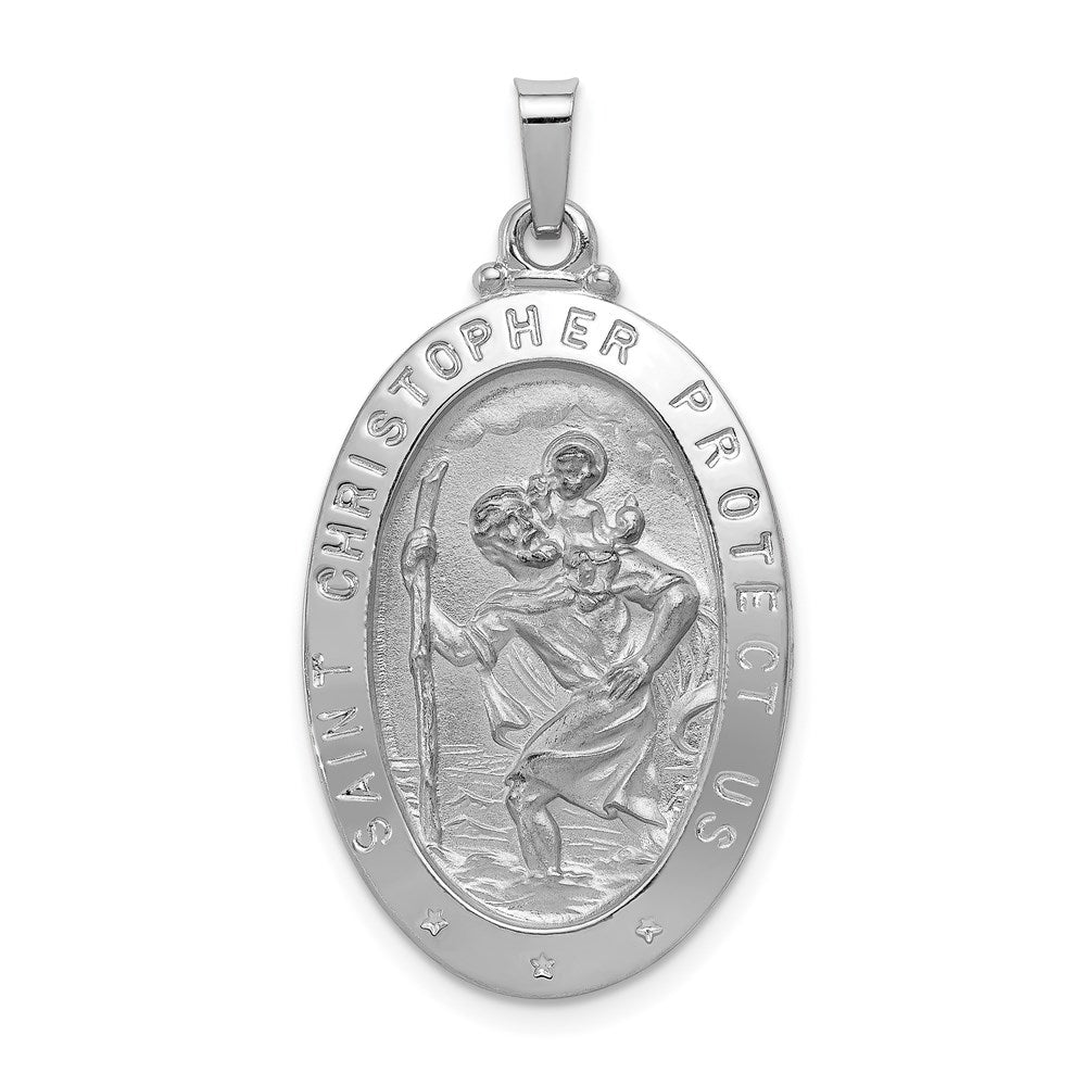 14k White Gold 18.4 mm Saint Christopher Medal Pendant (3.33 grams)