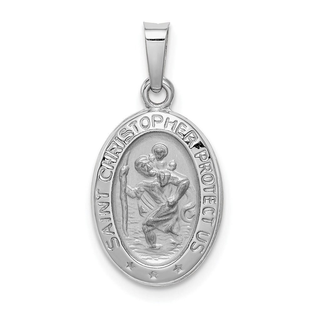 14k White Gold 11 mm Saint Christopher Medal Charm (1.05 grams)