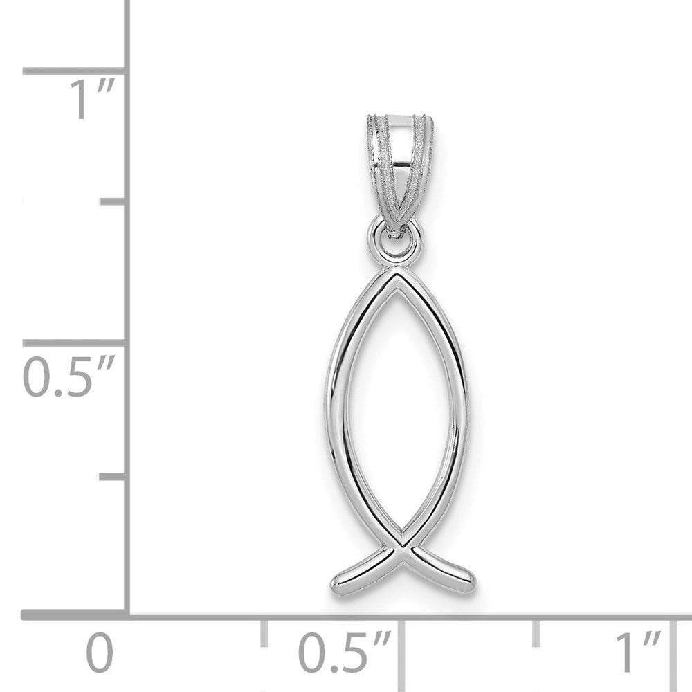 14k White Gold 8 mm Ichthus Fish Pendant (0.55 grams)