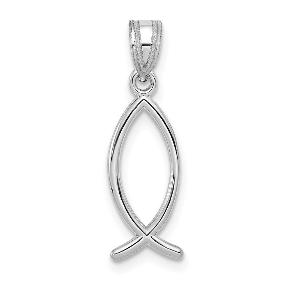 14k White Gold 8 mm Ichthus Fish Pendant (0.55 grams)