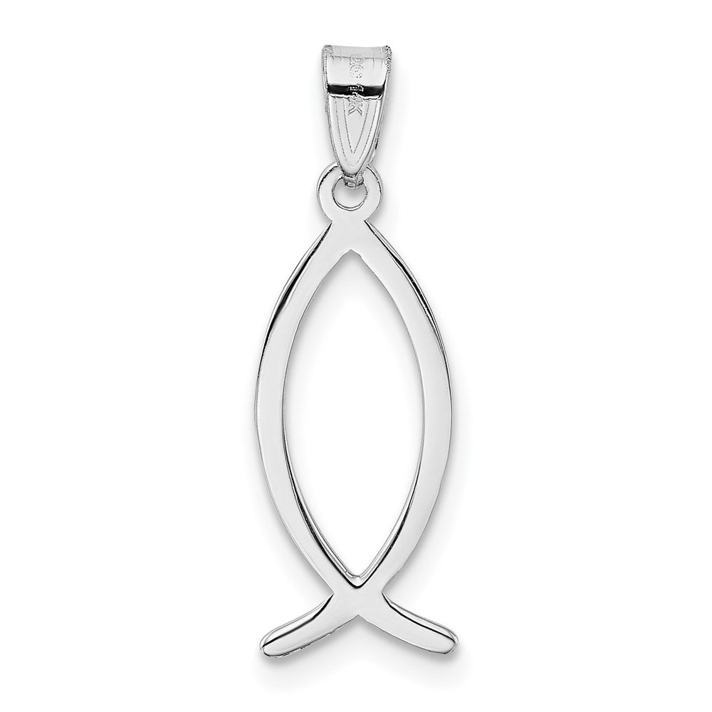 14k White Gold 9 mm Ichthus Fish Pendant (0.71 grams)