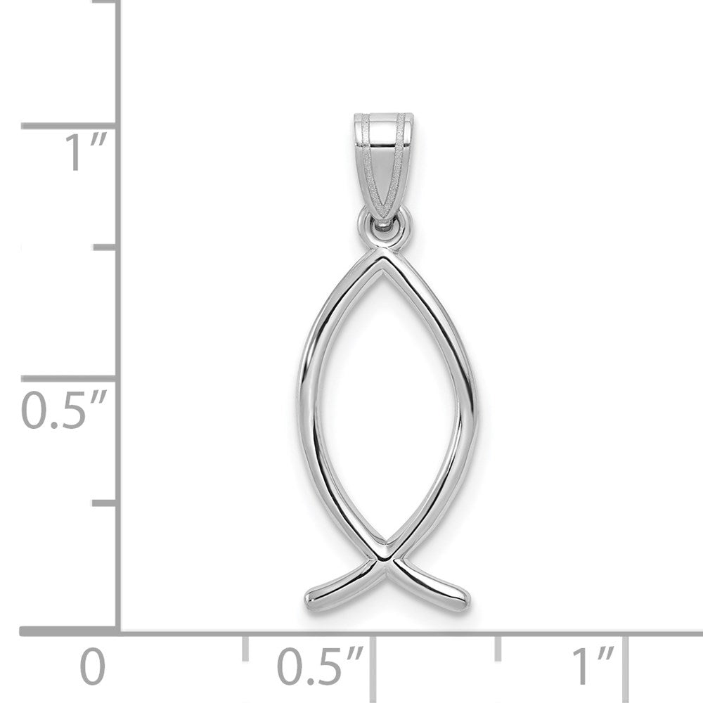14k White Gold 9 mm Ichthus Fish Pendant (0.71 grams)