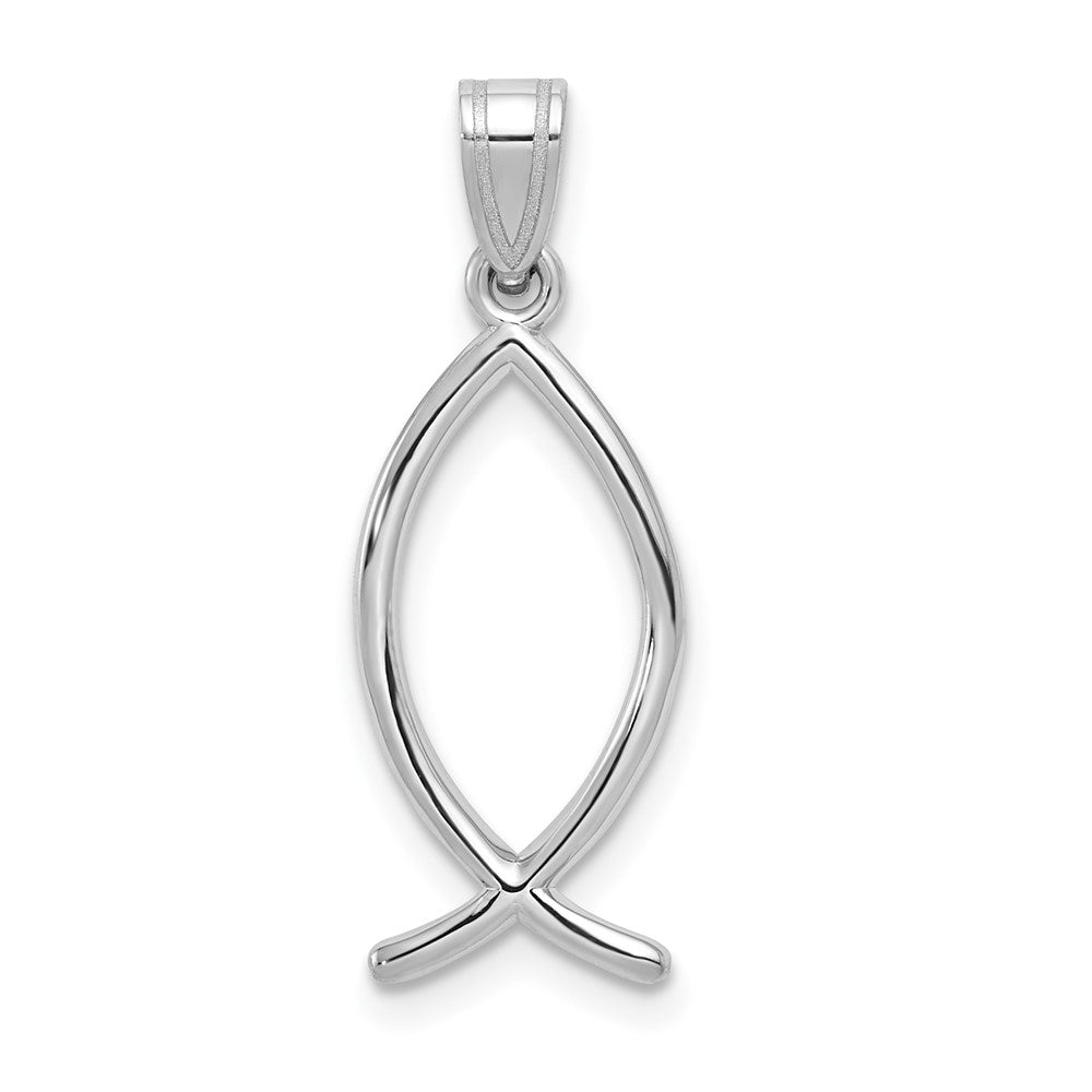 14k White Gold 9 mm Ichthus Fish Pendant (0.71 grams)