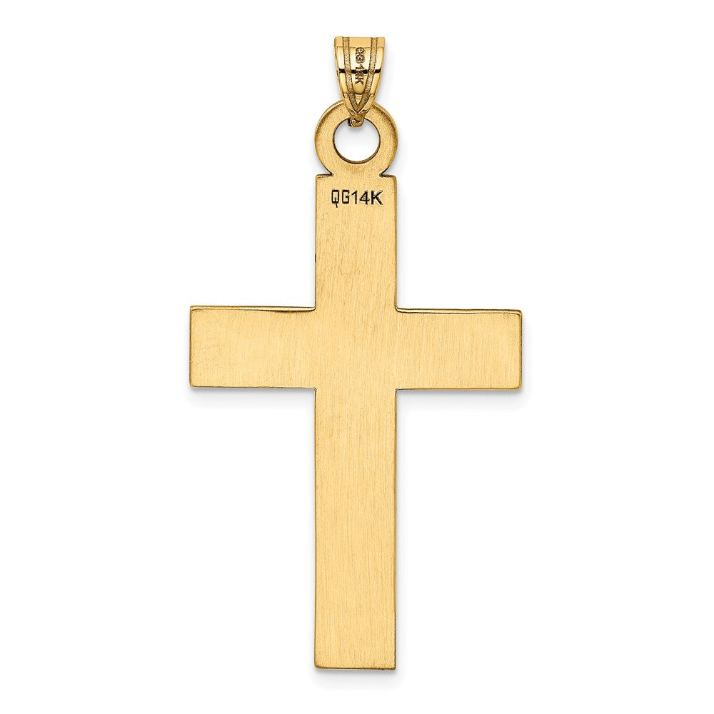 14k Yellow Gold 15 mm Polished Laser Etched Cross Charm (0.83 grams)