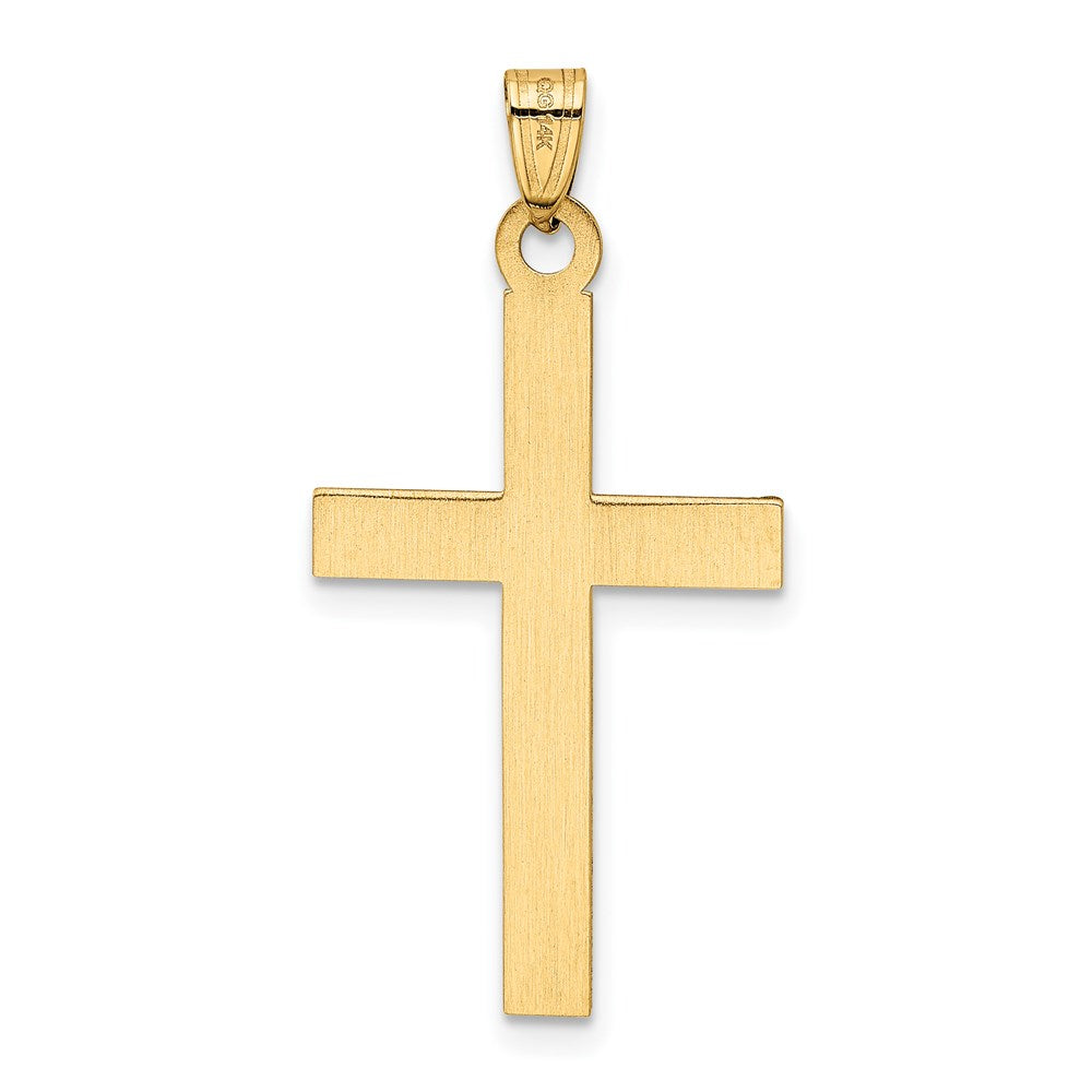 14k Yellow Gold 19 mm Laser Etched Cross Charm (1.33 grams)