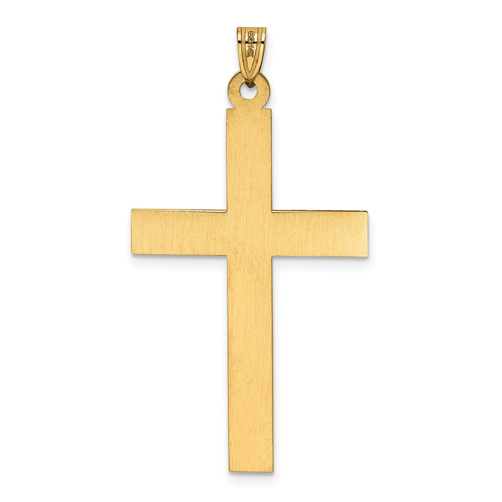 14k Yellow Gold 26 mm Laser Etched Cross Charm (2.4 grams)