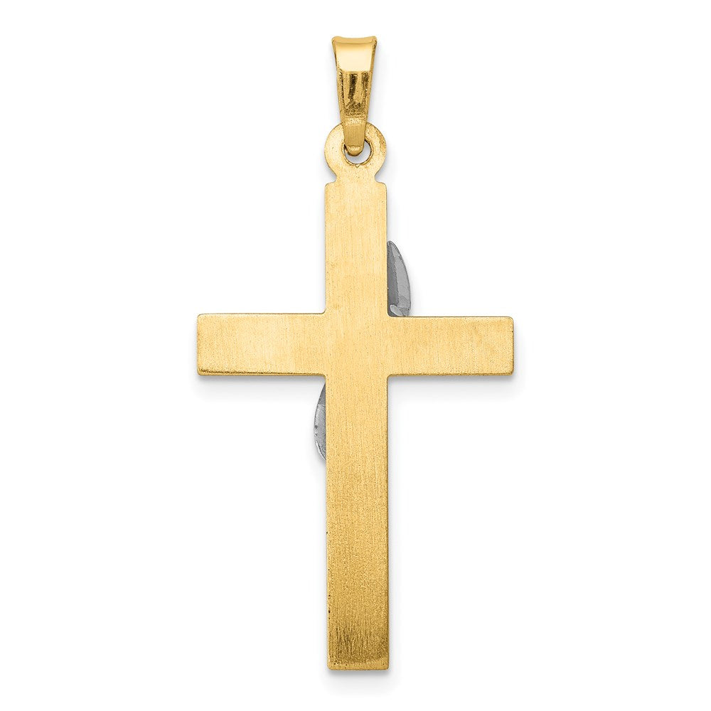 14k Two-tone 16 mm Two-Tone Hollow Cross w/Drape Charm (0.82 grams)