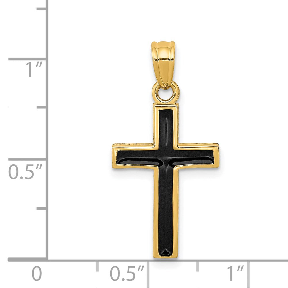 14k Yellow Gold 13 mm Epoxy Latin Cross Pendant (1.2 grams)