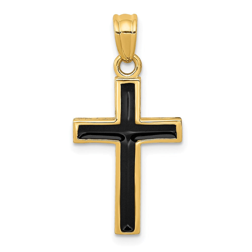 14k Yellow Gold 13 mm Epoxy Latin Cross Pendant (1.2 grams)