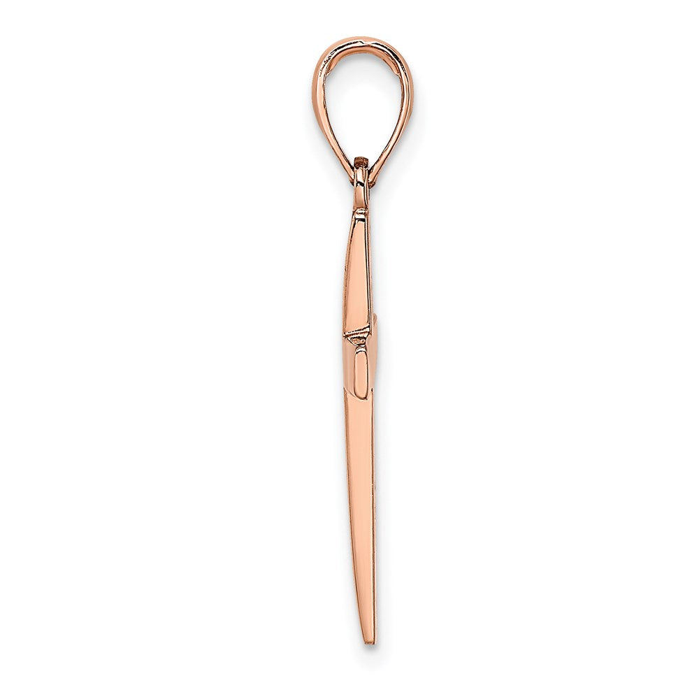 14k Rose Gold 14 mm Rose Gold Polished Beveled Cross Charm (1.32 grams)