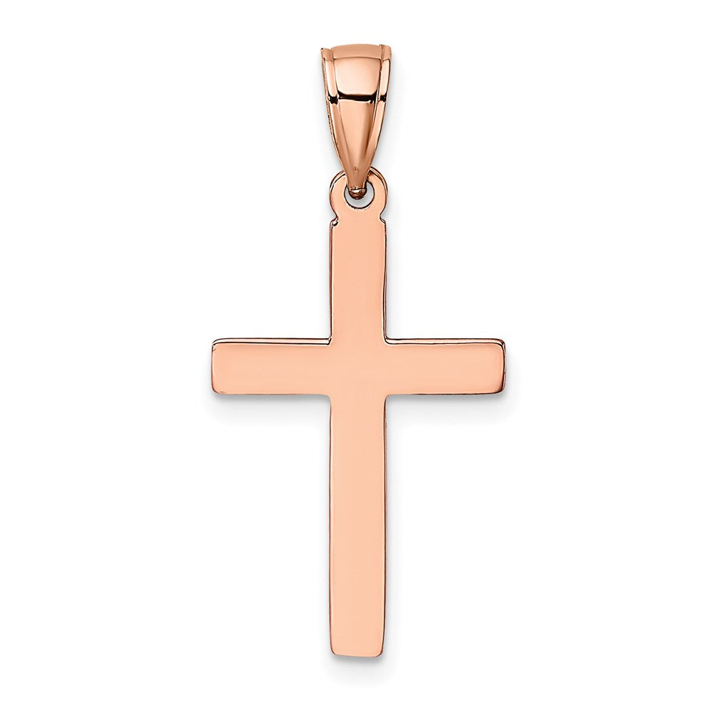 14k Rose Gold 14 mm Rose Gold Polished Beveled Cross Charm (1.32 grams)