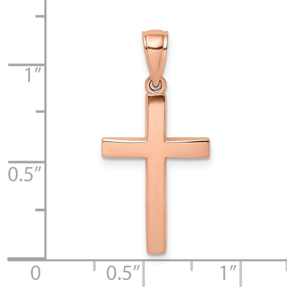 14k Rose Gold 14 mm Rose Gold Polished Beveled Cross Charm (1.32 grams)