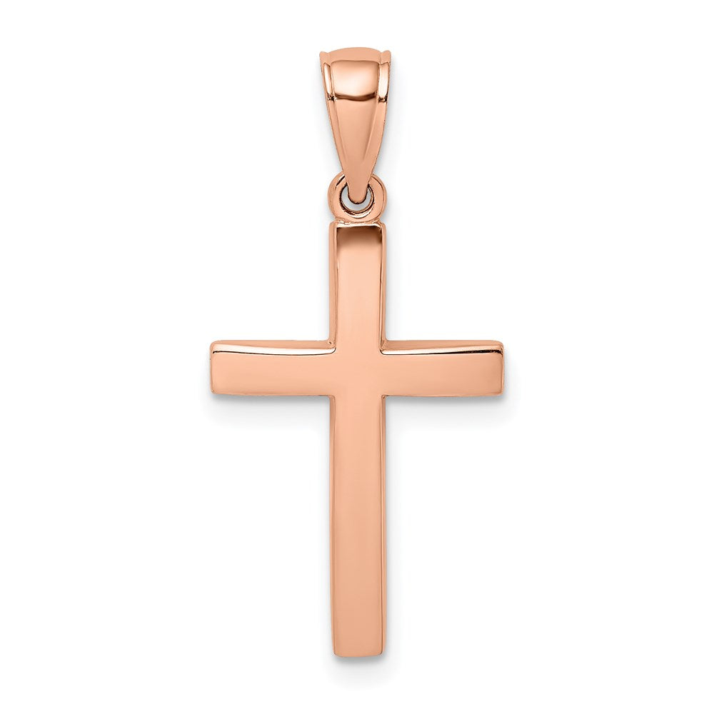14k Rose Gold 14 mm Rose Gold Polished Beveled Cross Charm (1.32 grams)