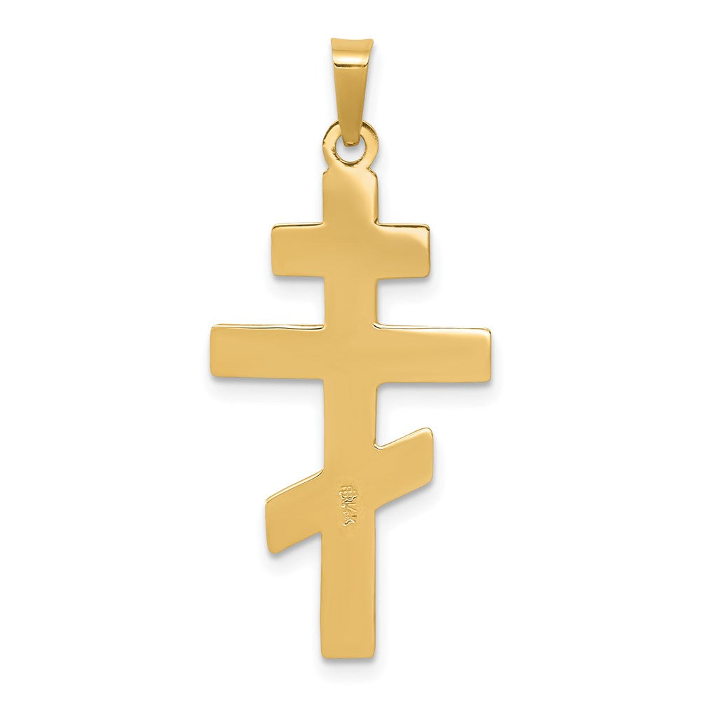 14k Yellow Gold 16 mm Eastern Orthodox Cross w/Heart Pendant (1.12 grams)
